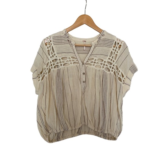 Free People Cedar Lace Pullover Blouse Size Medium - Picture 2 of 11